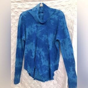 Michael Stars Blue Tie-Dye Thermal Cowlneck Size Small